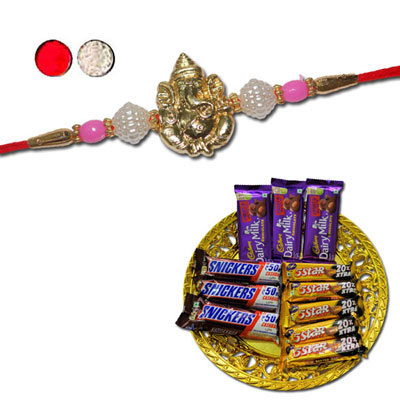 "Rakhi - FR- 8340 A (Single Rakhi), Choco Thali - code RC07(ED) - Click here to View more details about this Product